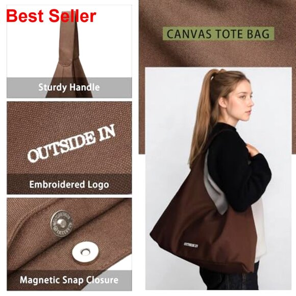 Large Canvas Tote Bag for Work, Travel, and Everyday Use - Picture 5 of 6